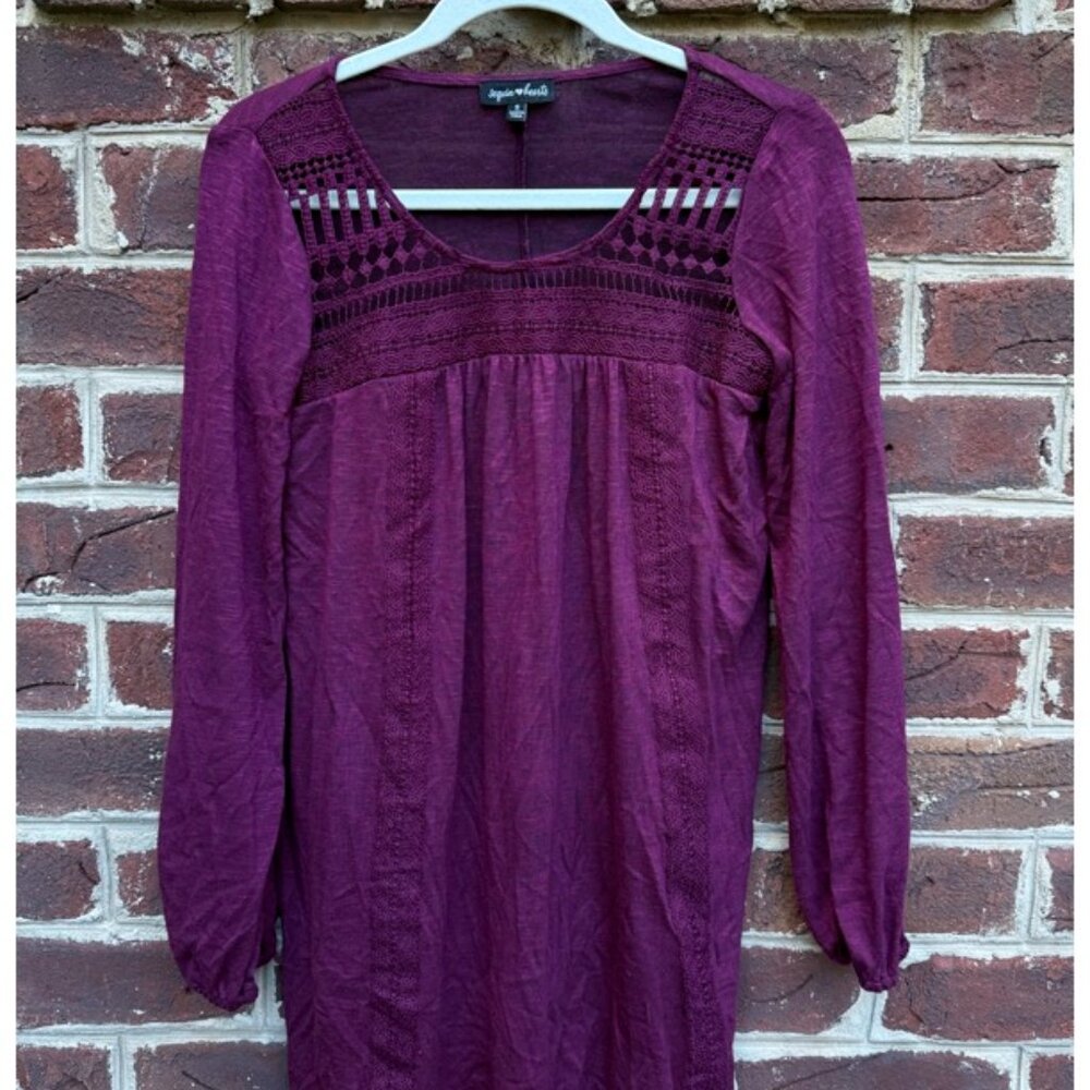 Deep Red Long Sleeve Lace Dress